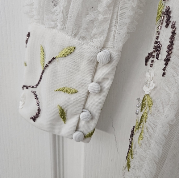 Mac Duggal ivory multi V-Neck Embellished Midi-Dress Sz 4 nwt - Picture 9 of 16